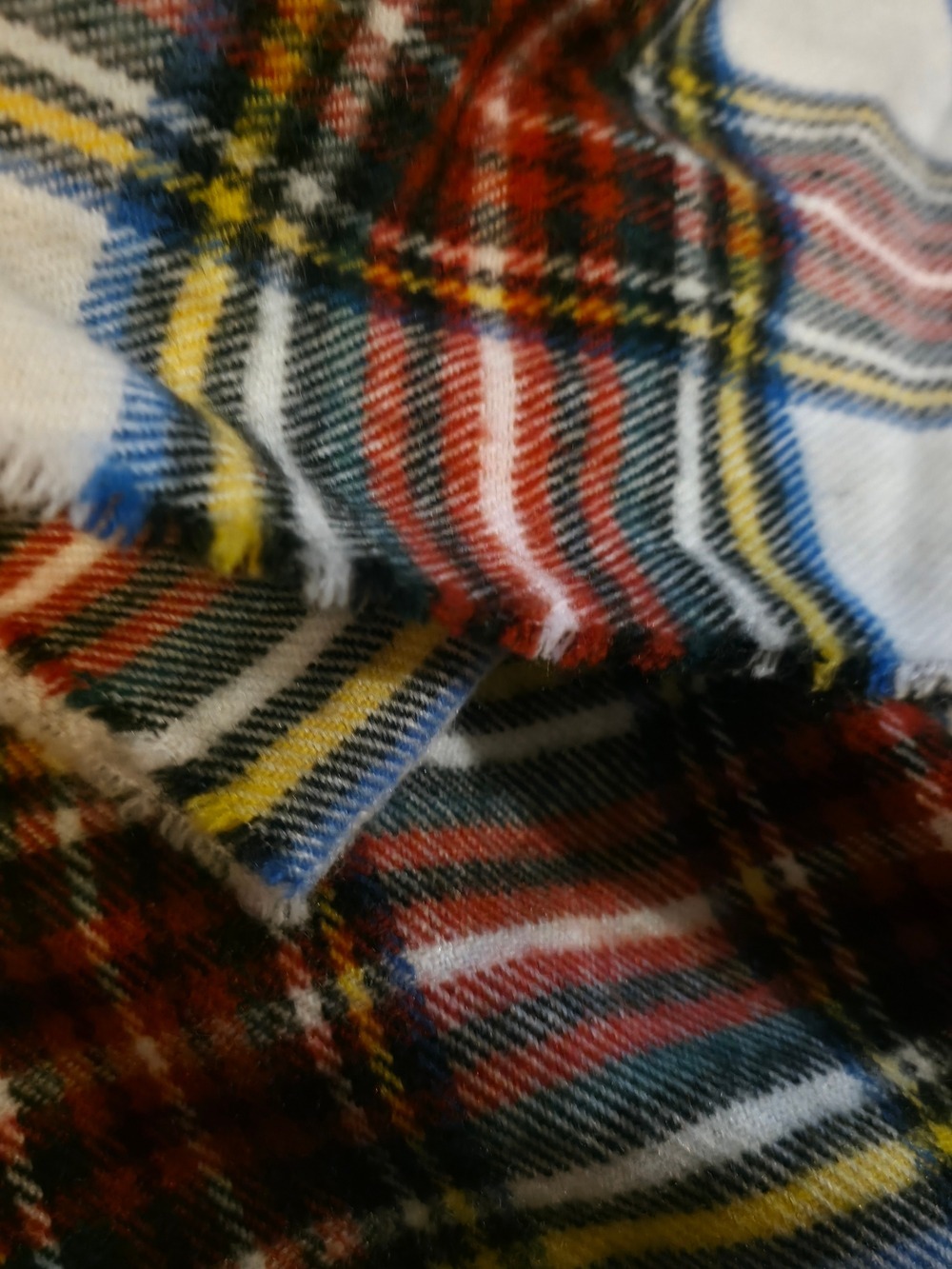 4/$25 Deal! Tommy Hilfiger Plaid Fringe Scarf in Red, Blue, Yellow, Black, White - Picture 4 of 7